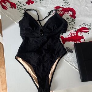 Elegant Black Women's One-Piece Swimsuit